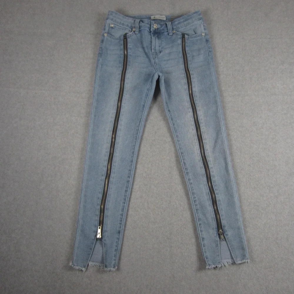 7 For All Mankind Jeans Girls 14 Luxe Vintage Ankle Skinny Zip Front Moto Denim